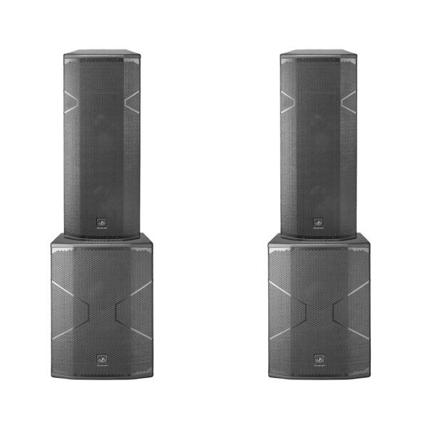 Standard PA System 2. Double 15 Tops over Single 18 subs. This PA is LOUD.