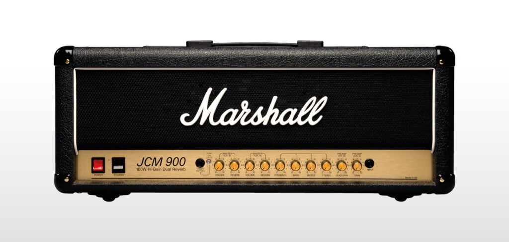 This is a picture of a Marshall JCM 900 guitar amplifier that is available for hire or rent from the rock factory in auckland, new zealand.
