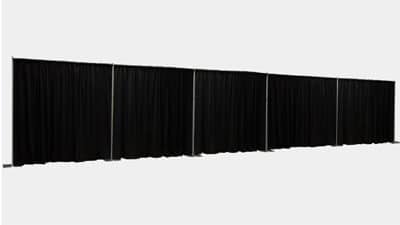 hire freestanding drapes, pipe and drape kit or push-pole drapes and drape frame. Hire is per 3 metre section.