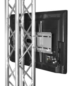 This pricture shows a Truss stand and how the Large TV is attached to it when used for TV rental or TV hire. Truss stands for TV screens look great at events.