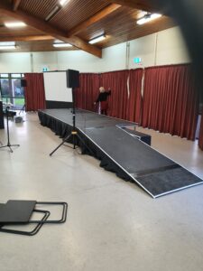 Hire a wheelchair ramp with the stage you rented from the rock factory, auckland