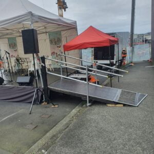 Custom Wheelchair ramp solutions available when you hire a stage from the rock factory in auckland.