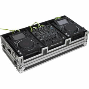 photo of dj gear in a case. This is an optional extra you can hire with the DJ sound system or basic pa hire package.