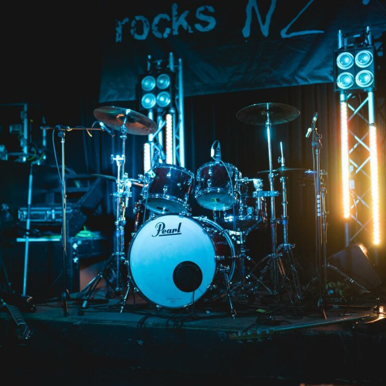 A drumkit provided by The Rock Factory, at Galatos in Auckland.