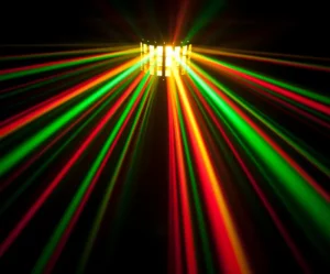 Picture showing the effect that the chauvet kinta derby disco light gives onstage. Great for behind the DJ or shining onto the dance floor.