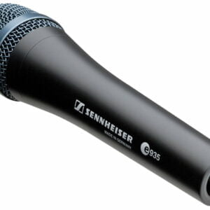 Picture shows the Sennheiser e935 vocal microphone available for hire.