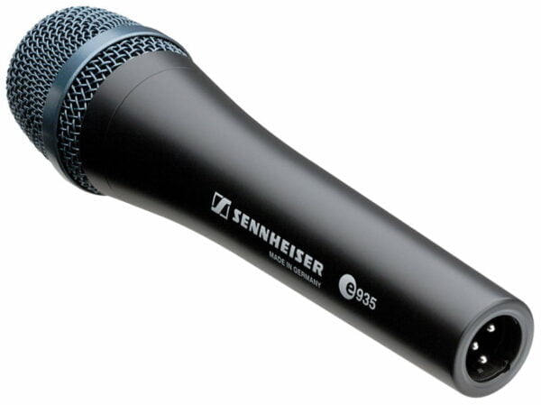 Picture shows the Sennheiser e935 vocal microphone available for hire.