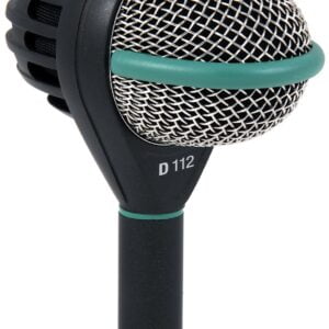 Photo of the AKG C414 dynamic bass microphone most often used infront of or inside a kick drum. Available for hire from The Rock Factory in Auckland.