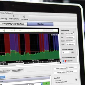 Picture of software used to help with wireless systems frequency coordination. We use wireless work bench and a win radio frequency scanner.