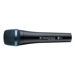 Picture of a Sennheiser e935 vocal microphone. Tried and true, a great all-rounder.