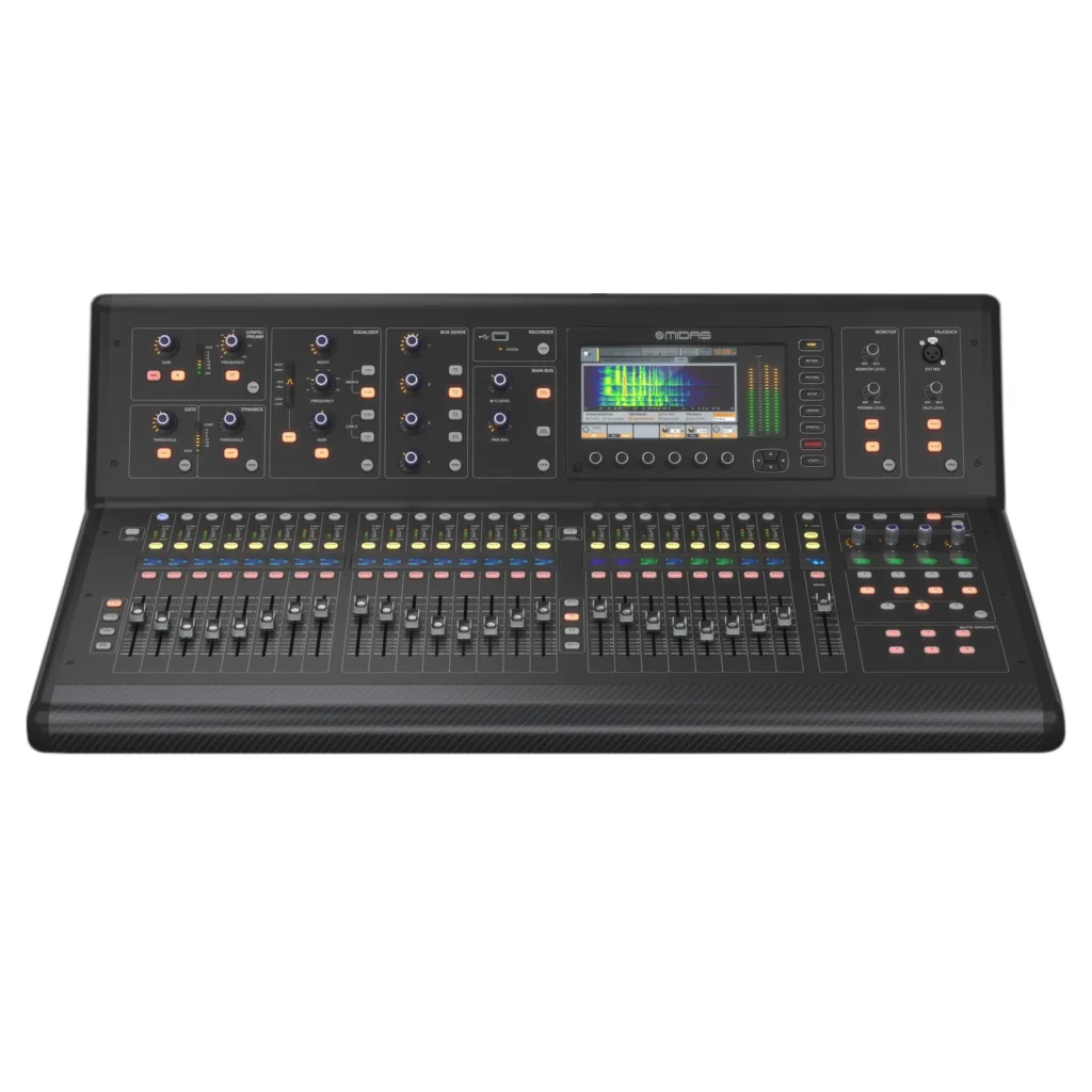 The Midas M32 Live Digital mixer is an industry standard for hire companies.