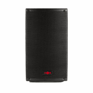 A shot of a compact, 10-inch PA speaker showing its portable size. Available for hire and use as delays, centrefills, foldbacks, monitors and more.