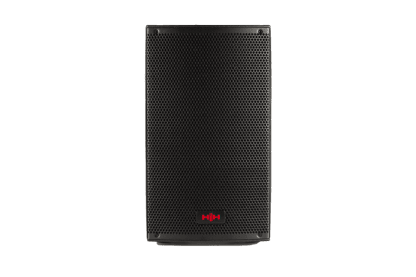 A shot of a compact, 10-inch PA speaker showing its portable size. Available for hire and use as delays, centrefills, foldbacks, monitors and more.