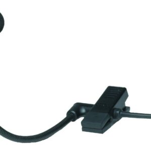 A close-up shot of a Shure Beta 98A microphone. These can be clipped on the rim of drums or on the bell of brass instruments.