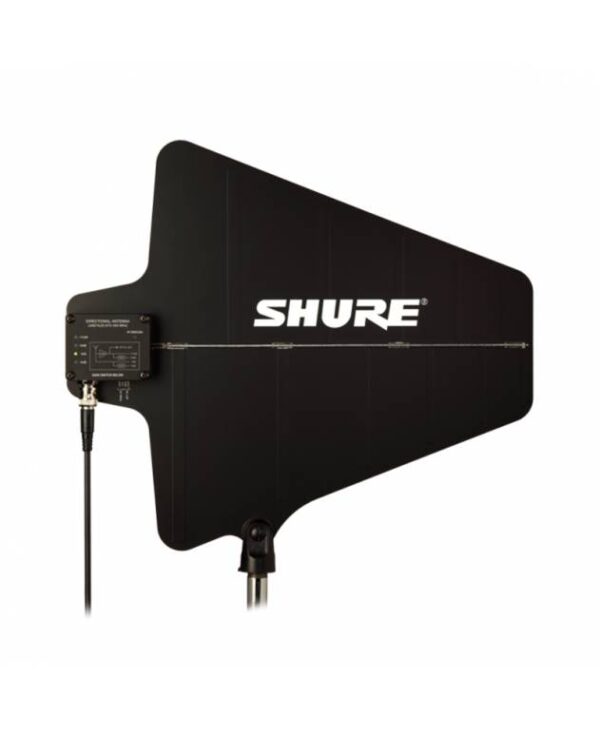 A side-view of a Shure UA874WB active directional antenna paddle from Shure Wireless Systems. This is the wide band version.