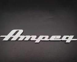 Ampeg logo white writing on dark background
