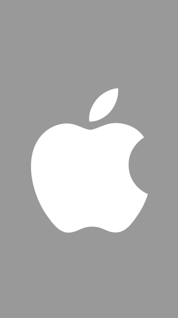 Apple logo - white apple on grey background.