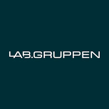 Lab Gruppen white font on Navy green background