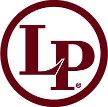 Latin Percussion (LP) Logo, maroon on white background.