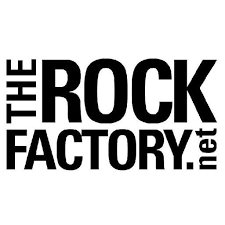 The Rock Factory Logo with black on white background.