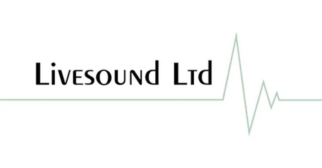LiveSound logo black font with white background.